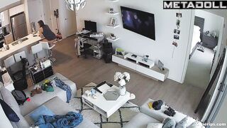 American wife gets fucked in their living room