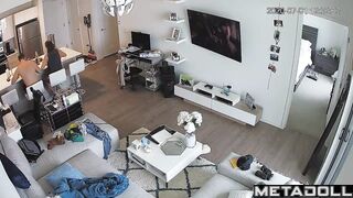 American wife gets fucked in their living room