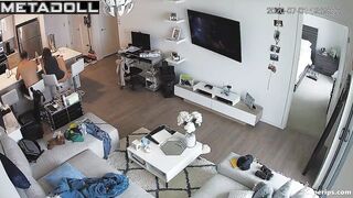 American wife gets fucked in their living room
