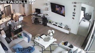 American wife gets fucked in their living room