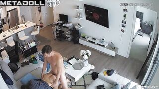 American wife gets fucked in their living room