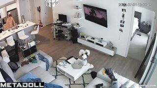 American wife gets fucked in their living room