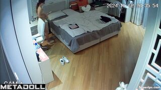 Nerdy American girl naked in her room