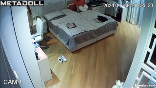 Nerdy American girl naked in her room