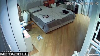 Nerdy American girl naked in her room
