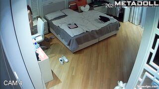 Nerdy American girl naked in her room