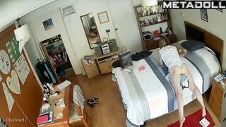 Naughty naked Swedish doctor fingers herself with a vibrator