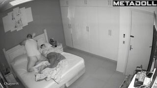 My girlfriend's parents having sex wildly in their bed spy cam record