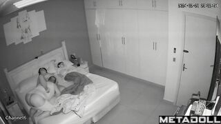 My girlfriend's parents having sex wildly in their bed spy cam record