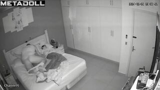 My girlfriend's parents having sex wildly in their bed spy cam record