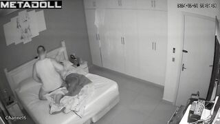 My girlfriend's parents having sex wildly in their bed spy cam record