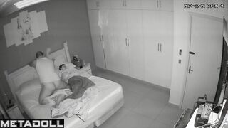 My girlfriend's parents having sex wildly in their bed spy cam record