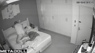 My girlfriend's parents having sex wildly in their bed spy cam record