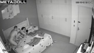 Perverse English brunette MILF gets fucked while watching porn real spy cam