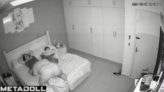 Newly married couple having sex wildly in their bed spy cam record