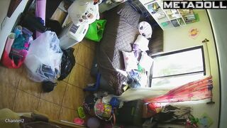 Chubby busty British brunette fancy girl changes her bra before watching porn