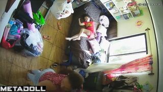 Chubby busty British brunette fancy girl changes her bra before watching porn