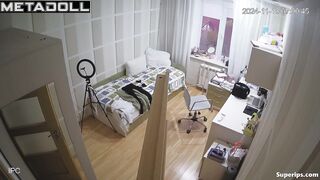 French girl works out in her underwear