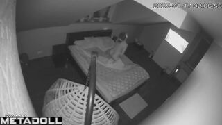 Single brunette mother rubs her pussy while watching porn real spy cam