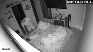 Tanned American brunette mature wife gives her husband a sloppy blowjob hidden cam