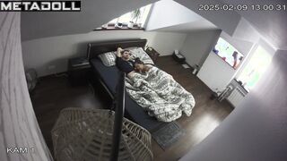 Slut Ukrainian brunette woman sex in the living room spy cam record