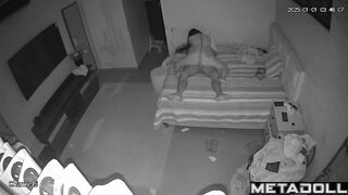 Newly married couple having sex in their messy room spy cam record
