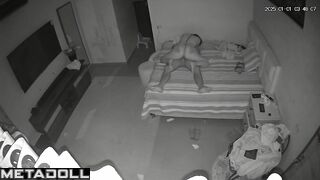 Newly married couple having sex in their messy room spy cam record