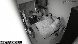 Old Spanish brunette woman sex in the bedroom spy cam record