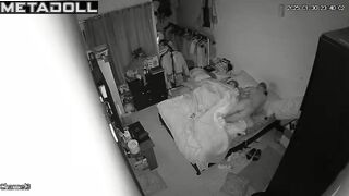 Old Spanish brunette woman sex in the bedroom spy cam record