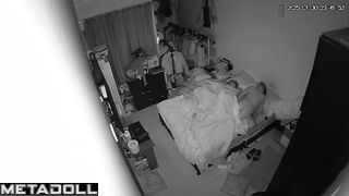 Old Spanish brunette woman sex in the bedroom spy cam record