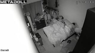 Old Spanish brunette woman sex in the bedroom spy cam record