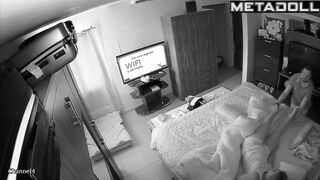 Amazing newly married couple fuck in their bed wildly hidden IP camera