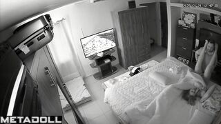 Amazing newly married couple fuck in their bed wildly hidden IP camera