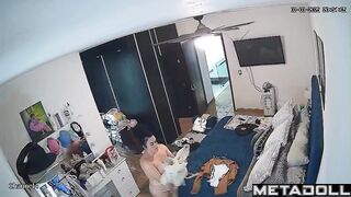 Single Danish brunette doctor changes her panties in her room