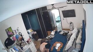 Single Danish brunette doctor changes her panties in her room