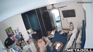 Single Danish brunette doctor changes her panties in her room