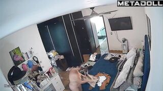Single Danish brunette doctor changes her panties in her room