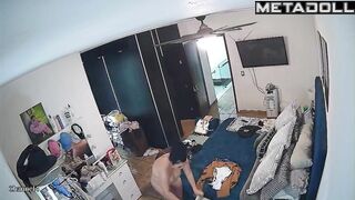 Single Danish brunette doctor changes her panties in her room