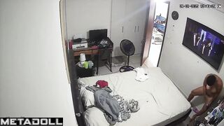 Tattooed Colombian brunette MILF is fucked to orgasm hidden IP cam