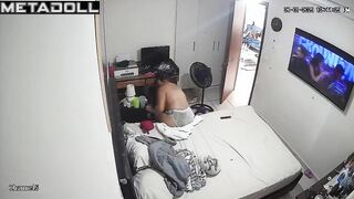 Tattooed Colombian brunette MILF is fucked to orgasm hidden IP cam