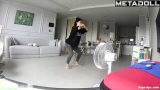 Gorgeous Korean mom does exercises