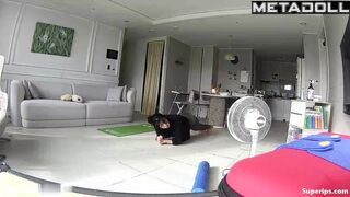 Gorgeous Korean mom does exercises