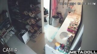 Latina college girl in the bathroom