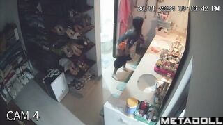 Latina college girl in the bathroom