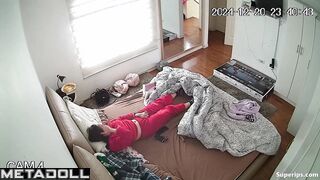 Italian MILF in pajamas masturbates