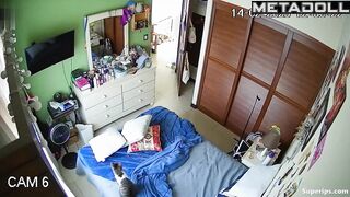 Latina college girl gets dressed