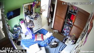 Latina college girl gets dressed