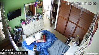 Latina college girl gets dressed