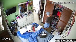 Latina college girl gets dressed