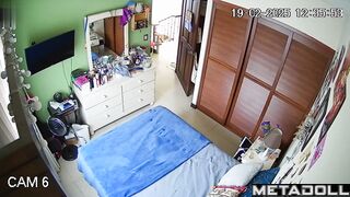 Nerdy Latina girl naked in her bed